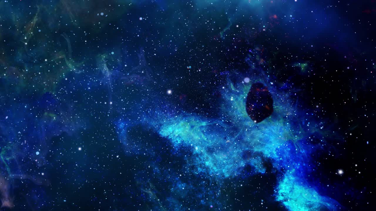 어두운 공간에서 다채로운 성운 구름