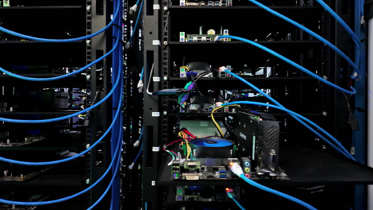 Multiple rack-mounted servers in data centre