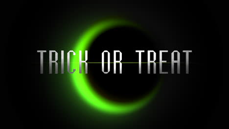 trick or treat on green moon in dark space