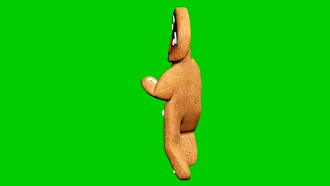 the gingerbread man is dancing a christmas dance. the concept of the celebration. looped animation in front of green screen.