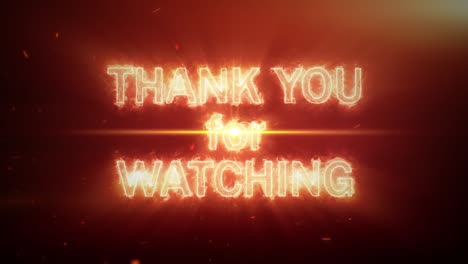 thank you for watching fire text with big bang flare light explosive cinematic trailer background with optical flares explosion. 4k 3d thank you for watching for science technology trailer titles.