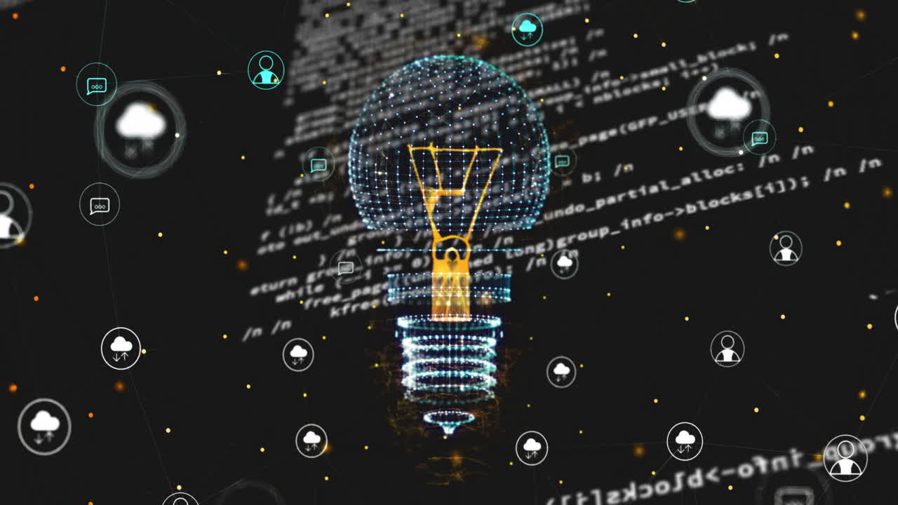 Animation of light bulb and data processing