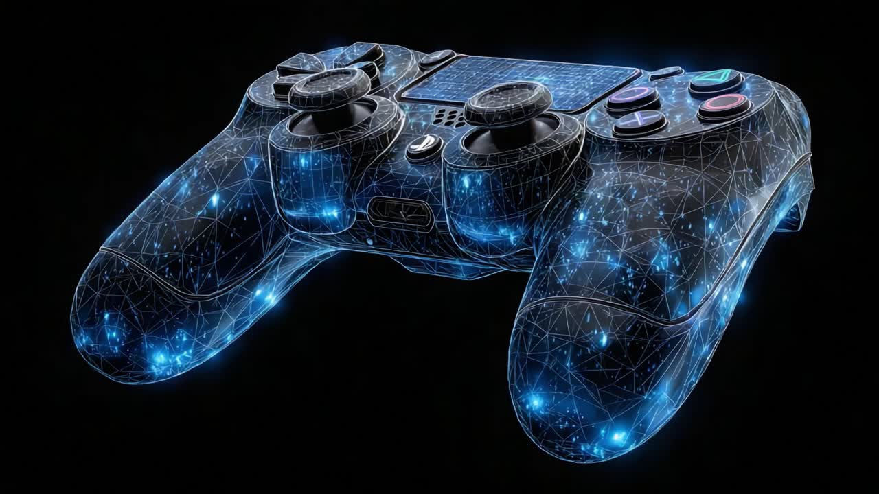 A Futuristic Glimpse of a High-Tech Gaming Controller: Illuminated with a Cosmic Design, Showcasing Evolved Gaming Technology and Digital Innovation