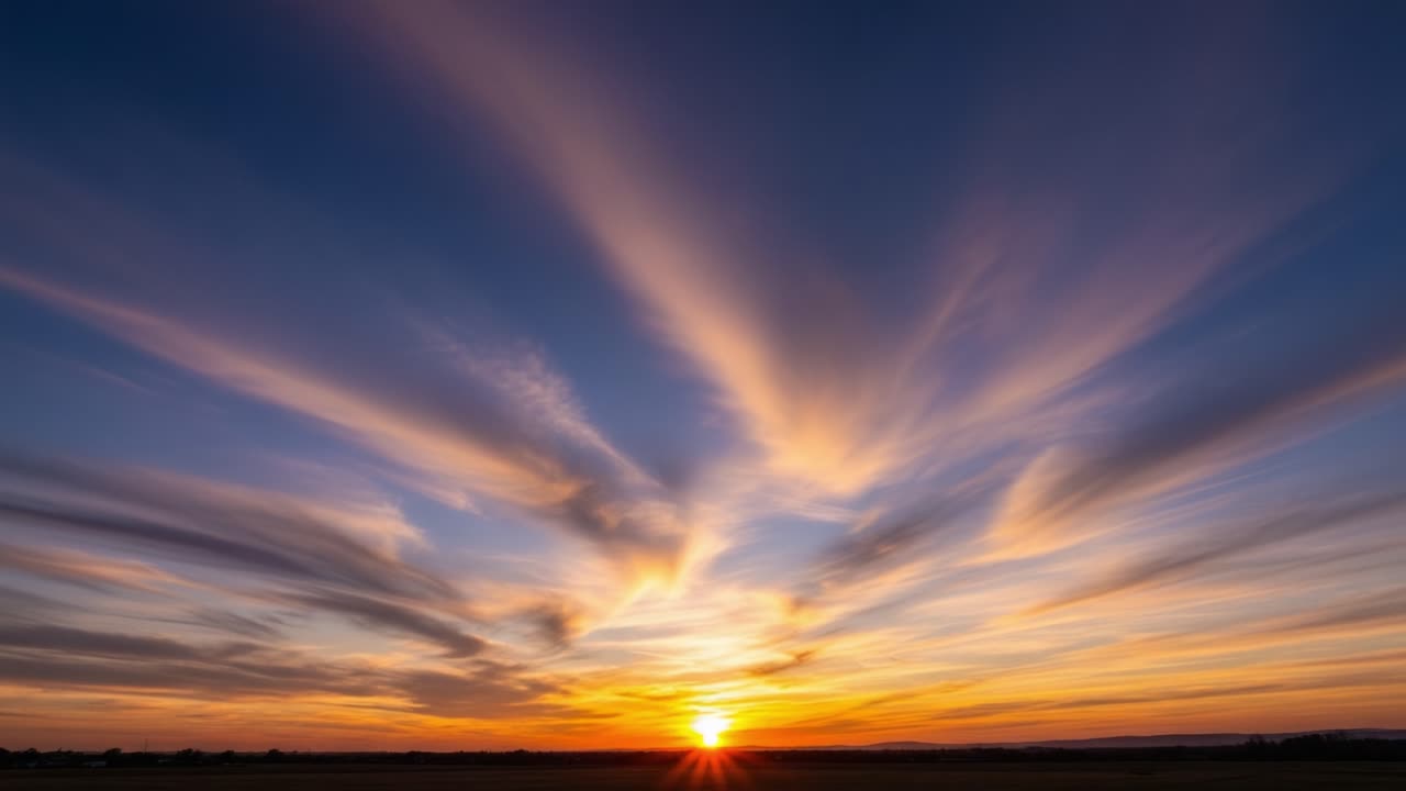 Dramatic Sunset with Vibrant Streaking Clouds