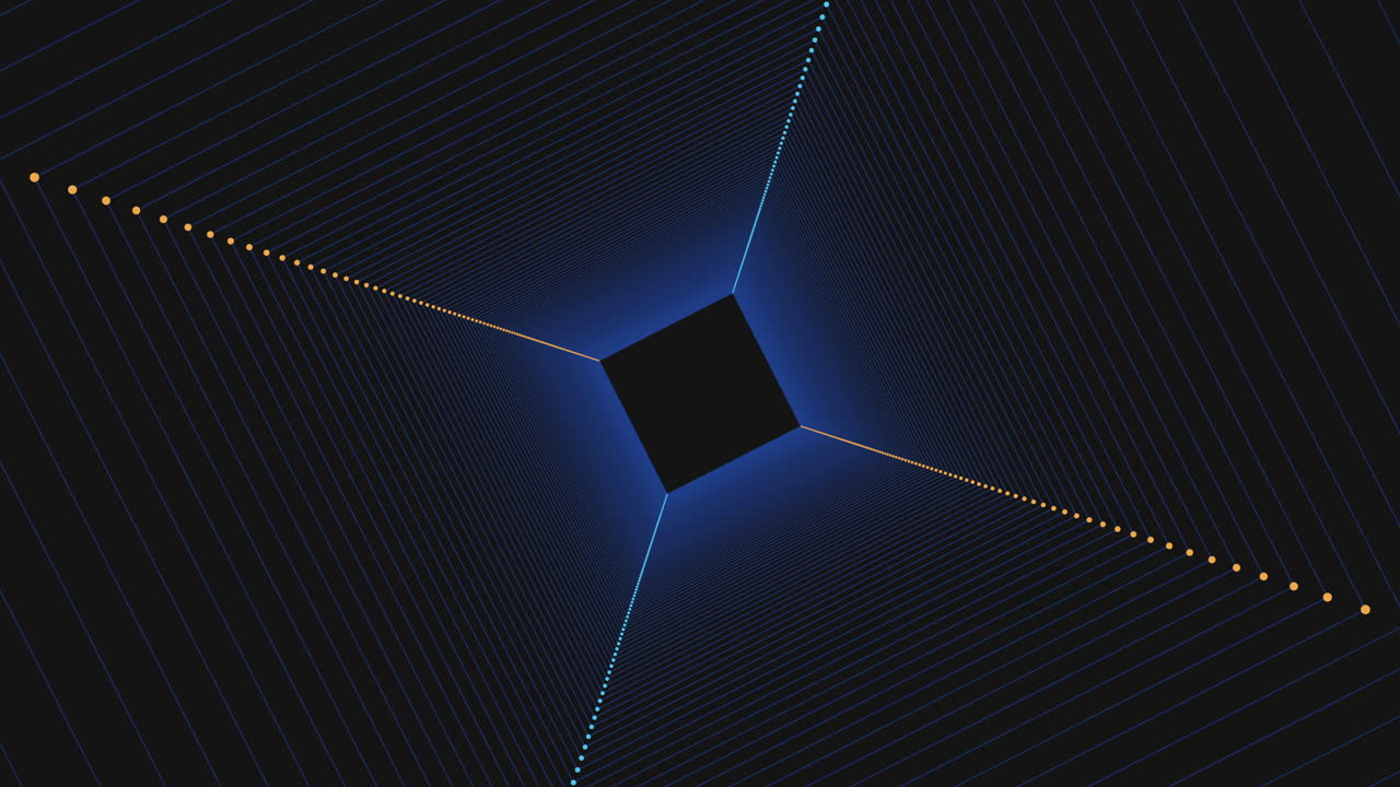 파란 선은 추상적인 예술에서 검은색과 색 그리드를 교차합니다.