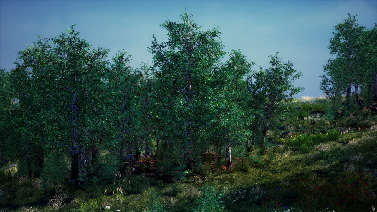 летний пейзаж в горах и темно-голубое небо