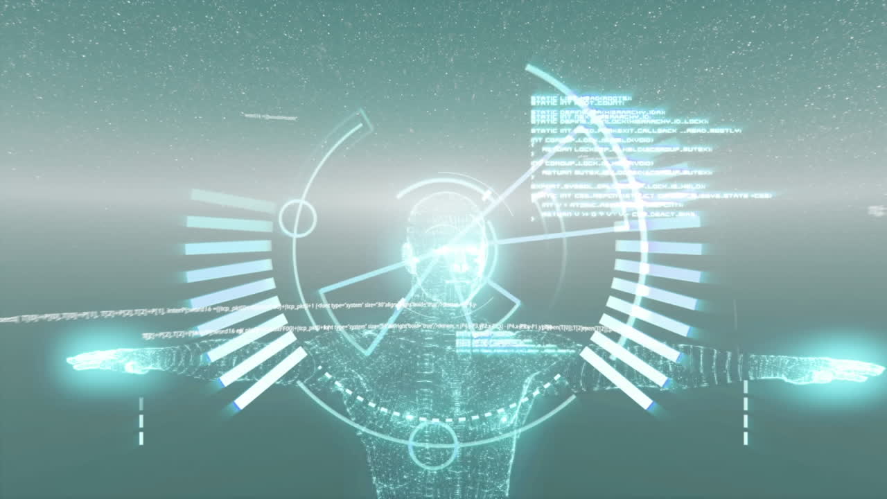 인간 모델 회전의 애니메이션, 반 ⁇ 이는 녹색 배경에 대한 스 ⁇  스캐닝 데이터 처리