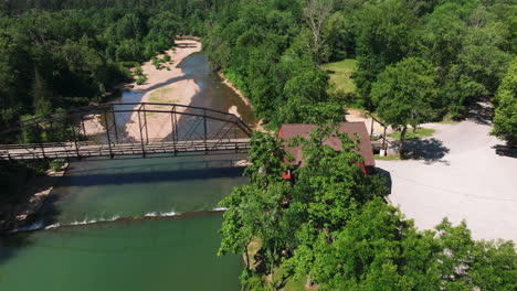 panoramic aerial view of war eagle mill near rogers in benton county, arkansas, usa