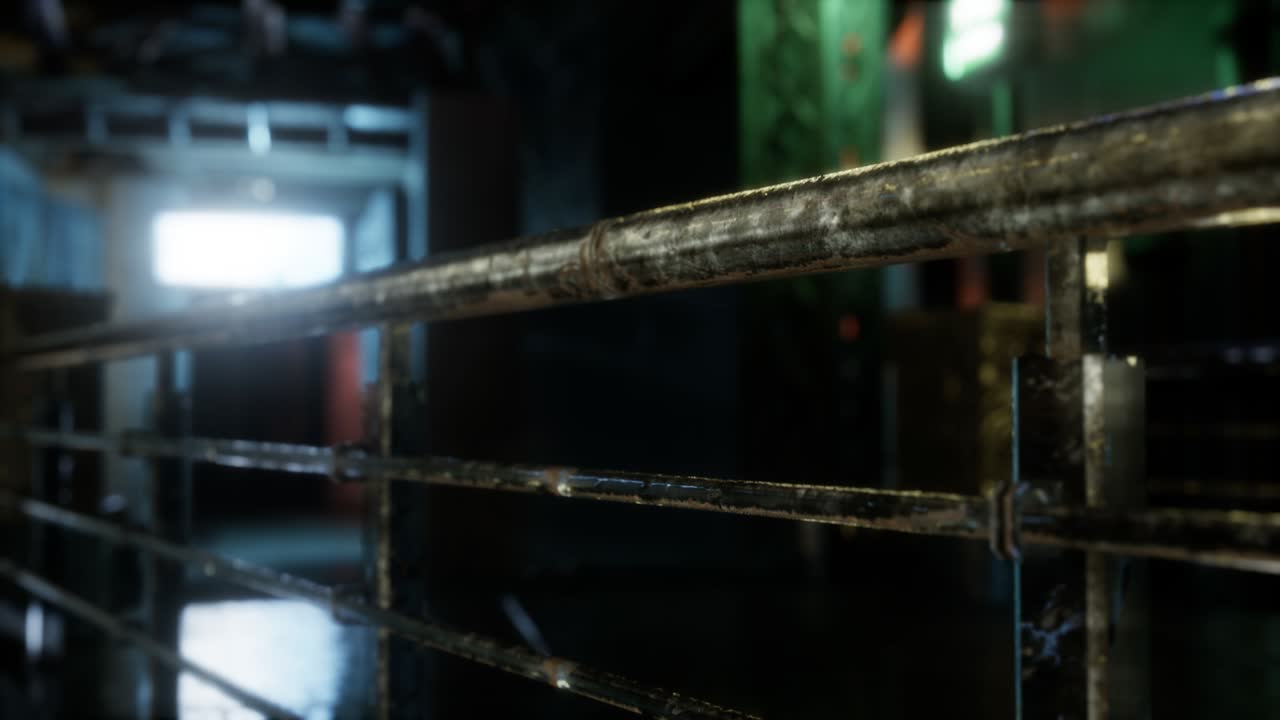 밤에 비가 내리면서 격리된 빈 도시 거리