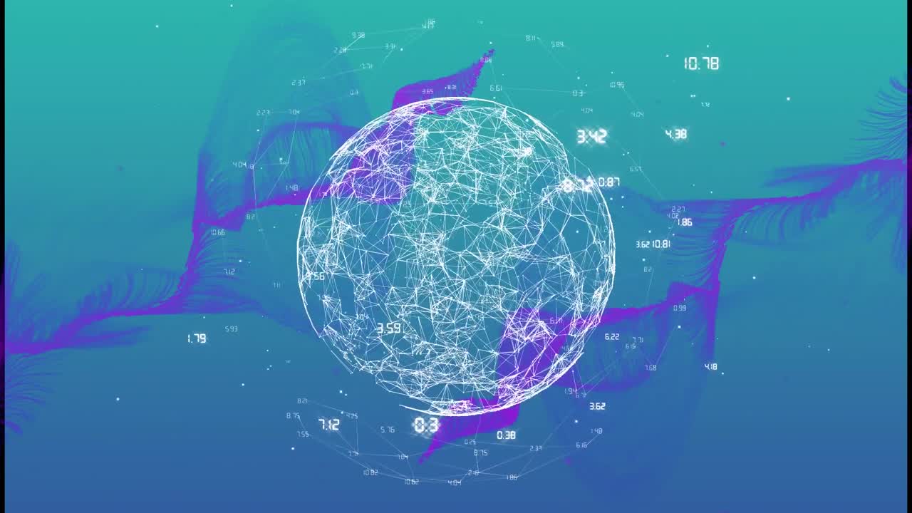 Animation of globe with connections and numbers