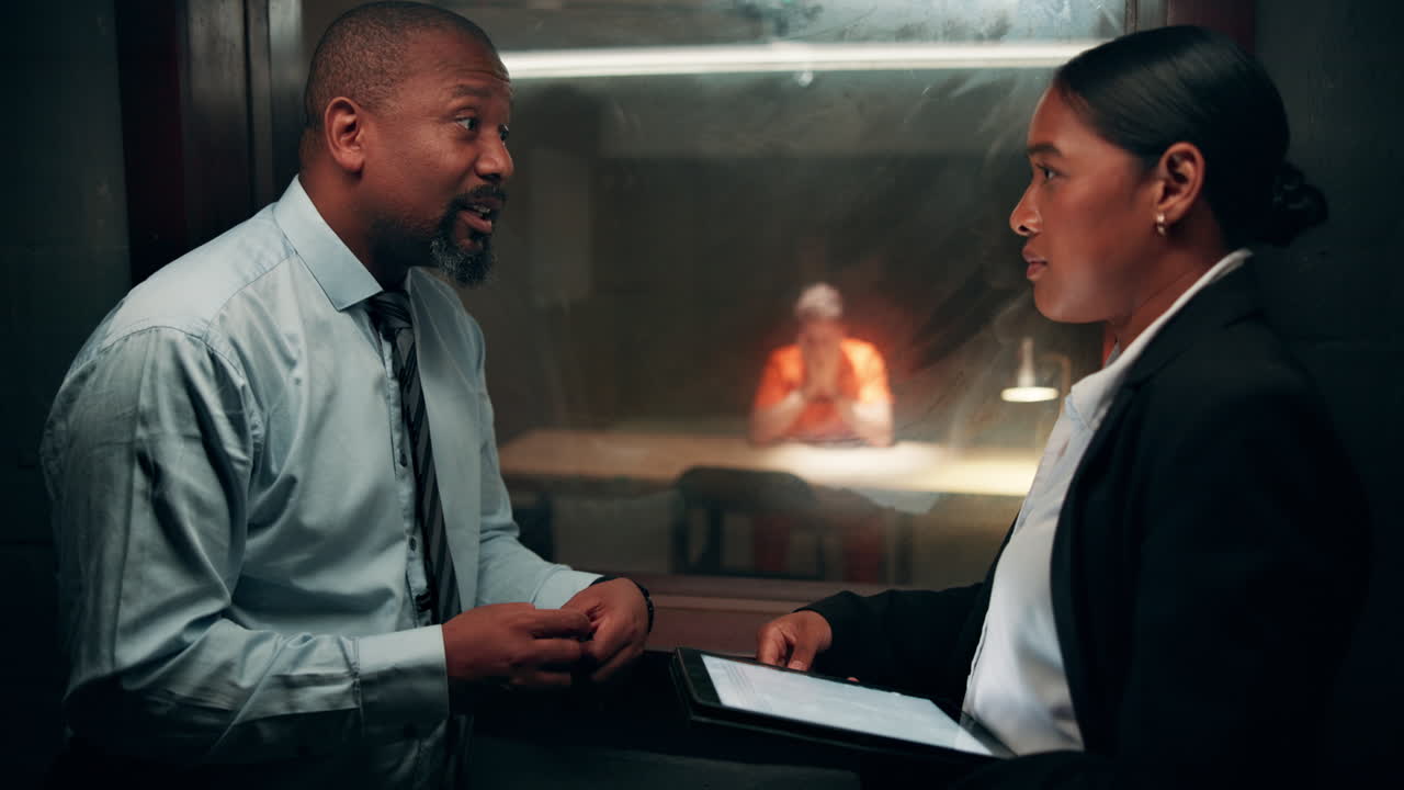 Detectives interviewing a prisoner