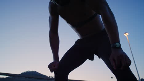 Running,-night-exercise-and-black-man-on-break