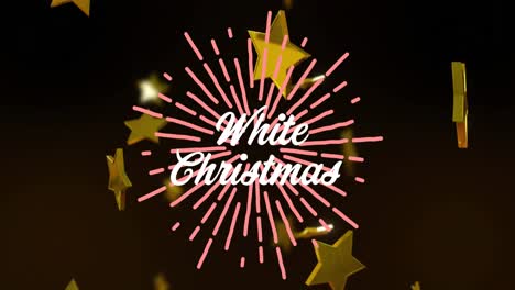 animación del texto de saludos de navidad, estrellas doradas cayendo sobre un fondo negro.
