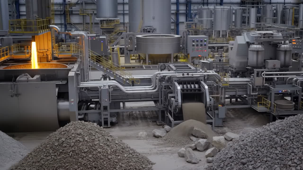 Industrial Plant Processing Materials with Molten Metal