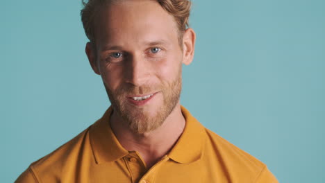 handsome man showing perfect and white teeth