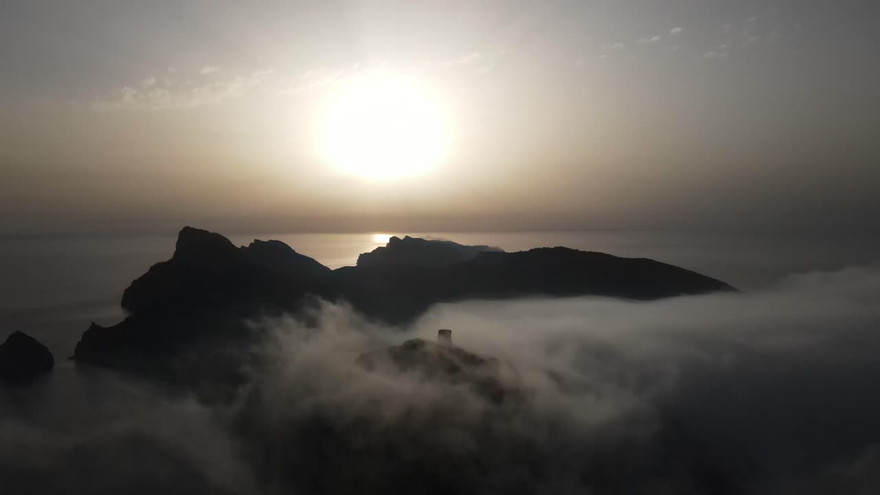 Silhouette of Majorca Cap de Formentor Talaia d'Albercutx in Spain
