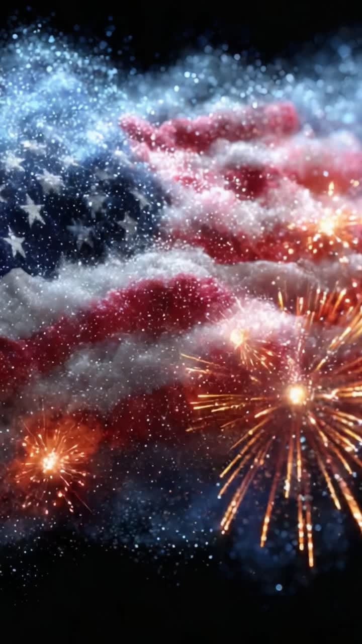 A Beautiful Display of Fireworks Against the Backdrop of an American Flag: Celebrating Freedom and Unity in a Stunning Visual Feast