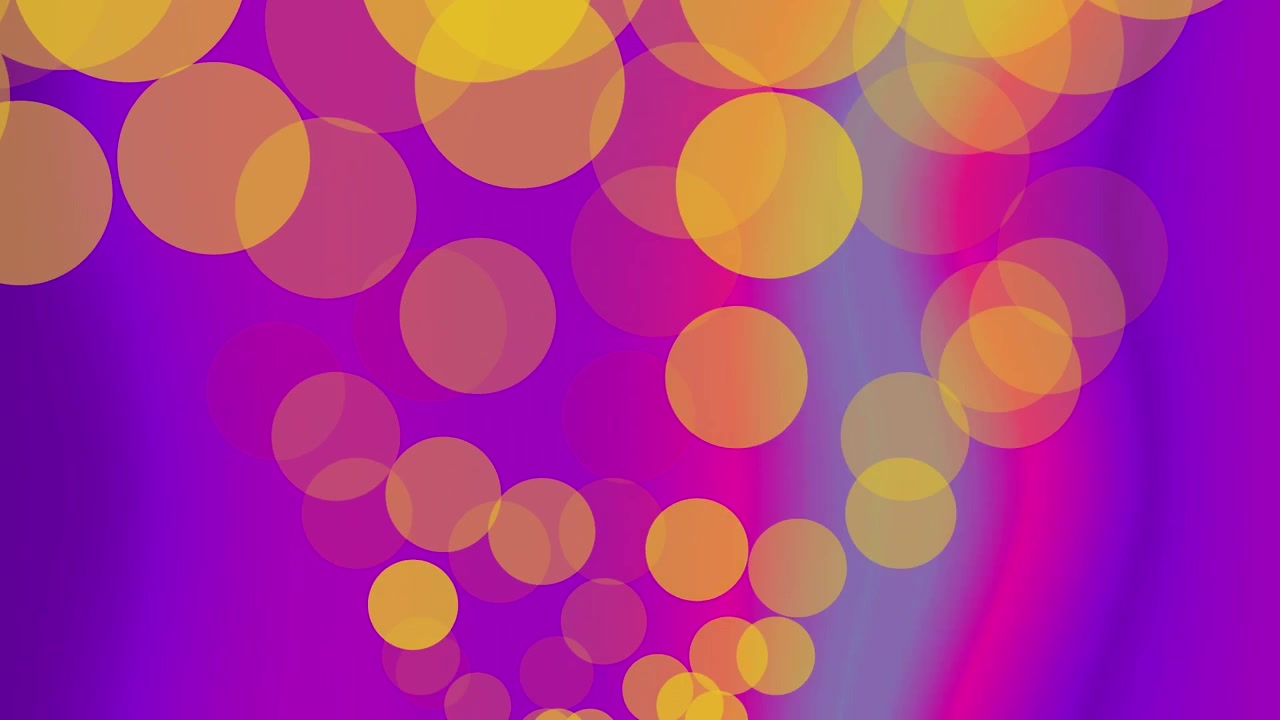 Animación de puntos amarillos moviéndose sobre fondo rosa y morado