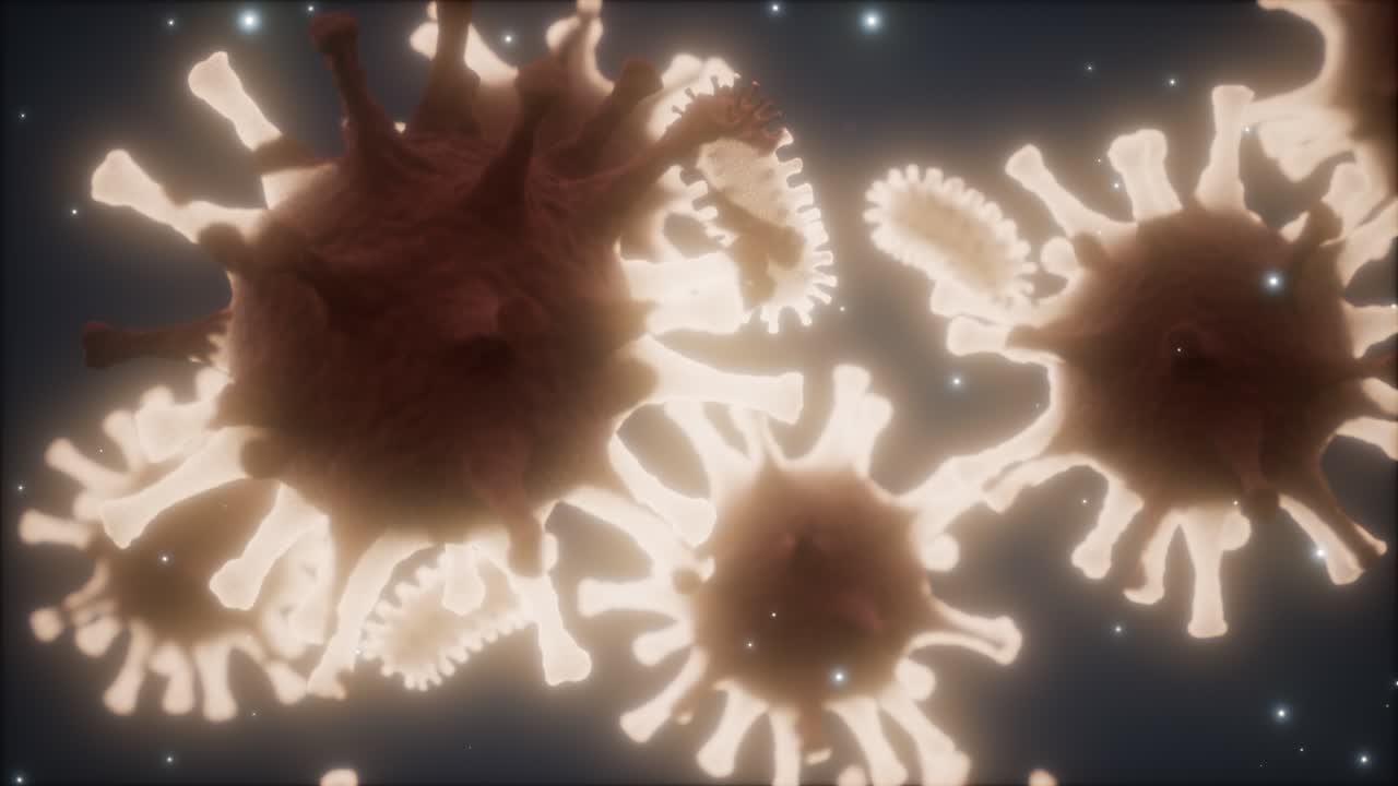 Bacteria virus or germs microorganism cells under microscope with depth