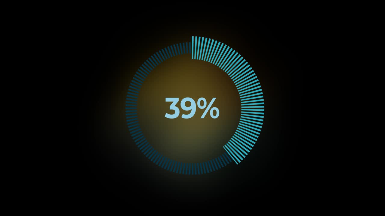 Animation green loading bar with Alpha channel. 0-50 percent. Loading circle animation on black background. Download Page. 4k