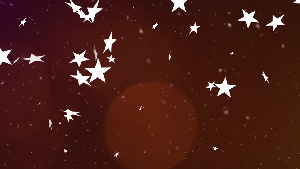 animación de estrellas de navidad cayendo sobre un fondo de borgoña
