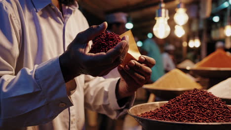 spice vendor at night market