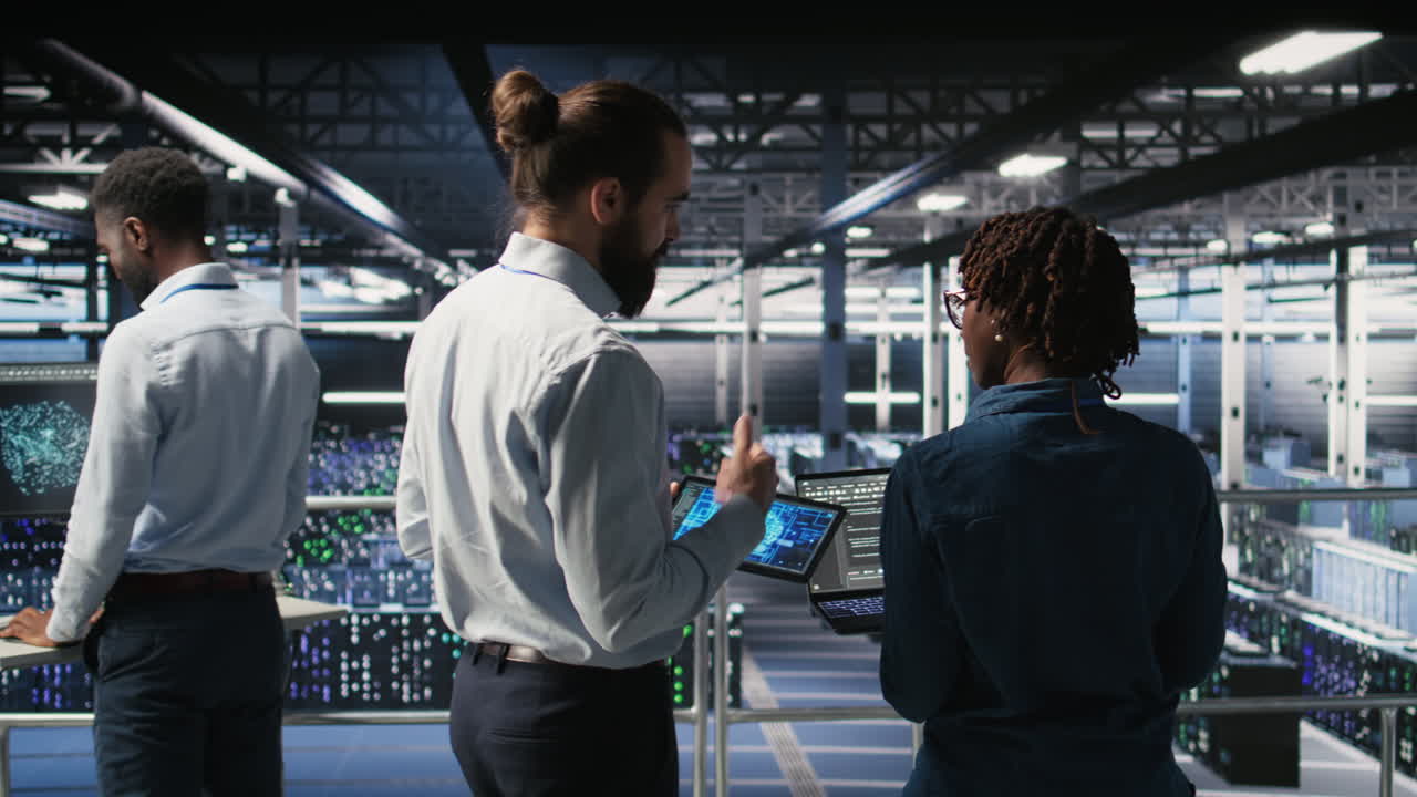 Data center engineering team doing maintenance on AI servers