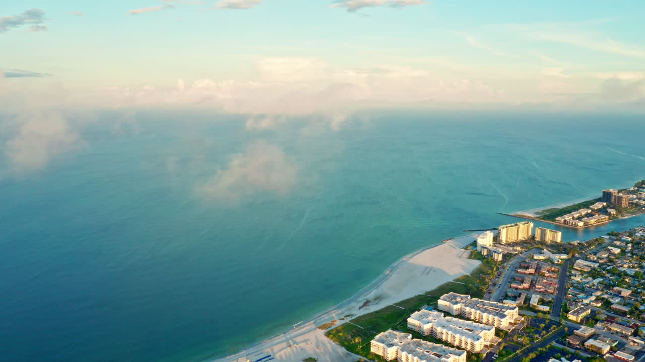 Aerial Drone Shot Flying Toward St Pete Beach, St Petersburg in Florida.