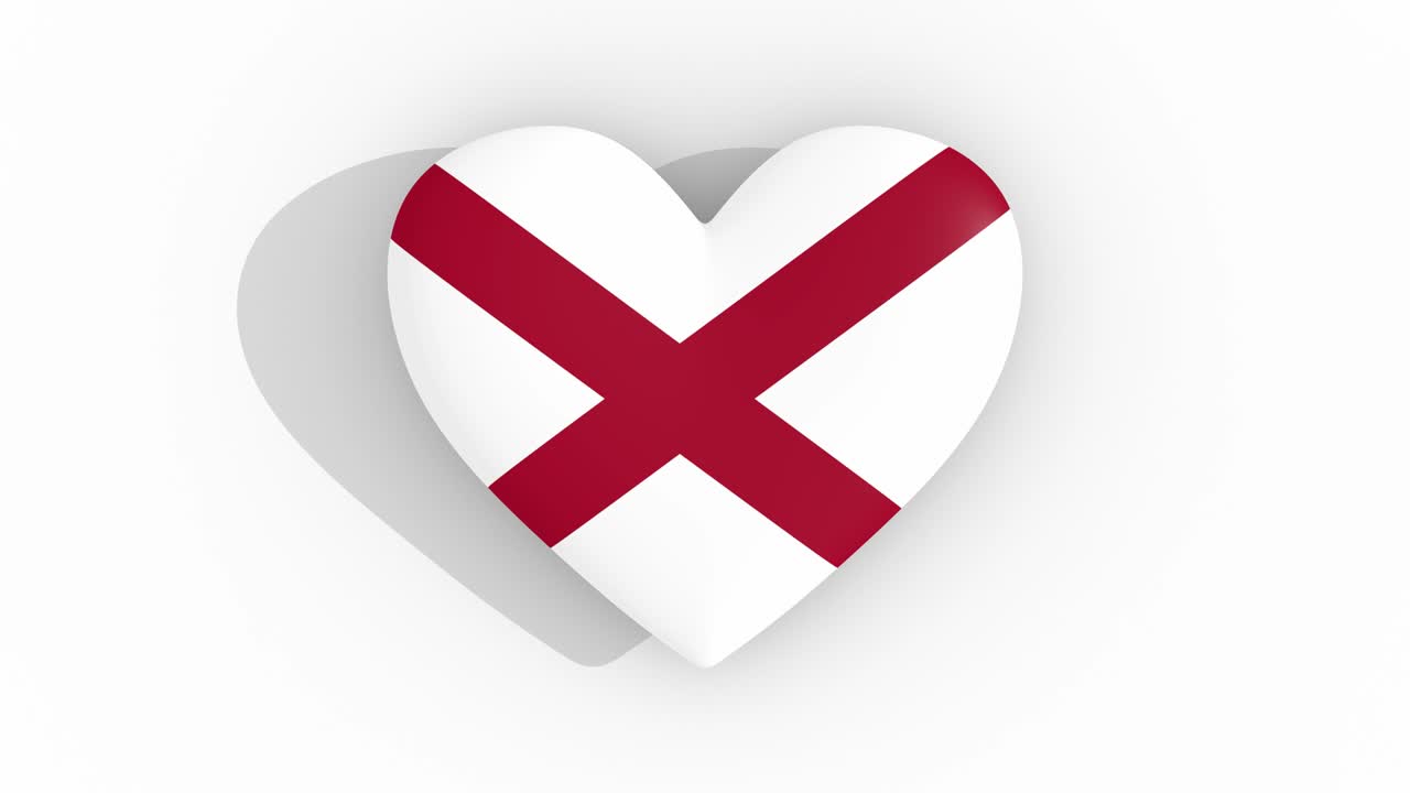 Heart in colors of flag of  Alabama pulses, loop