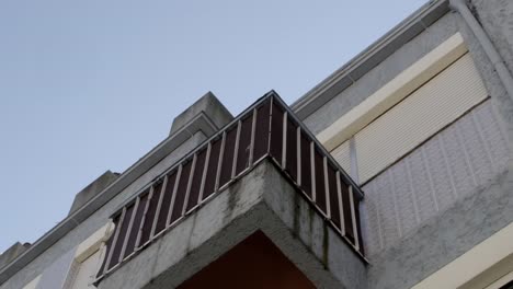 low angle view of a building's balcony and exterior