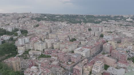 aerial flyover of naples, italy by the st'elmo castle.