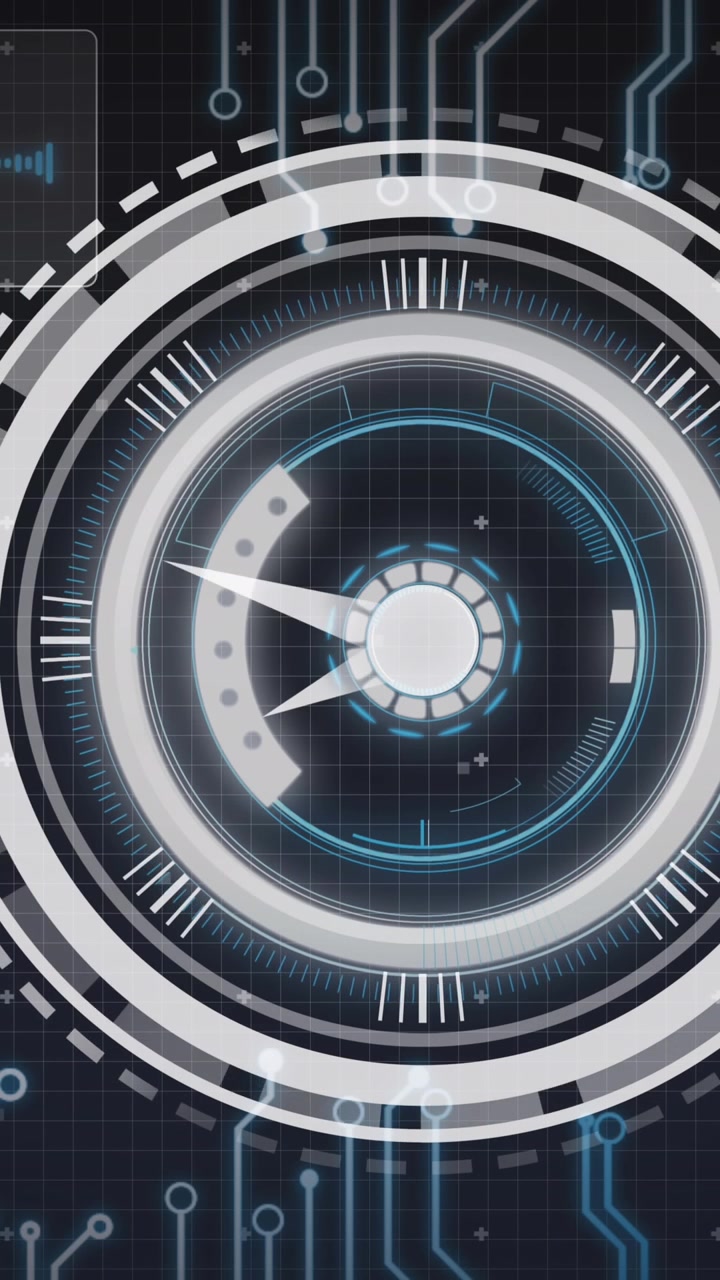 Animation of clock, scope scanning and data processing