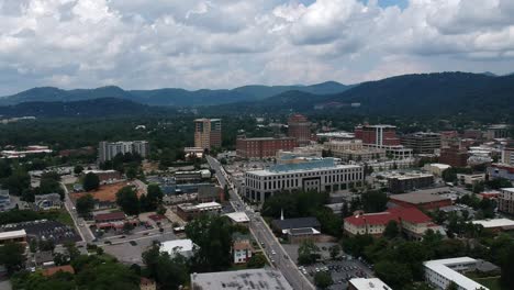 drone shot of downtown asheville