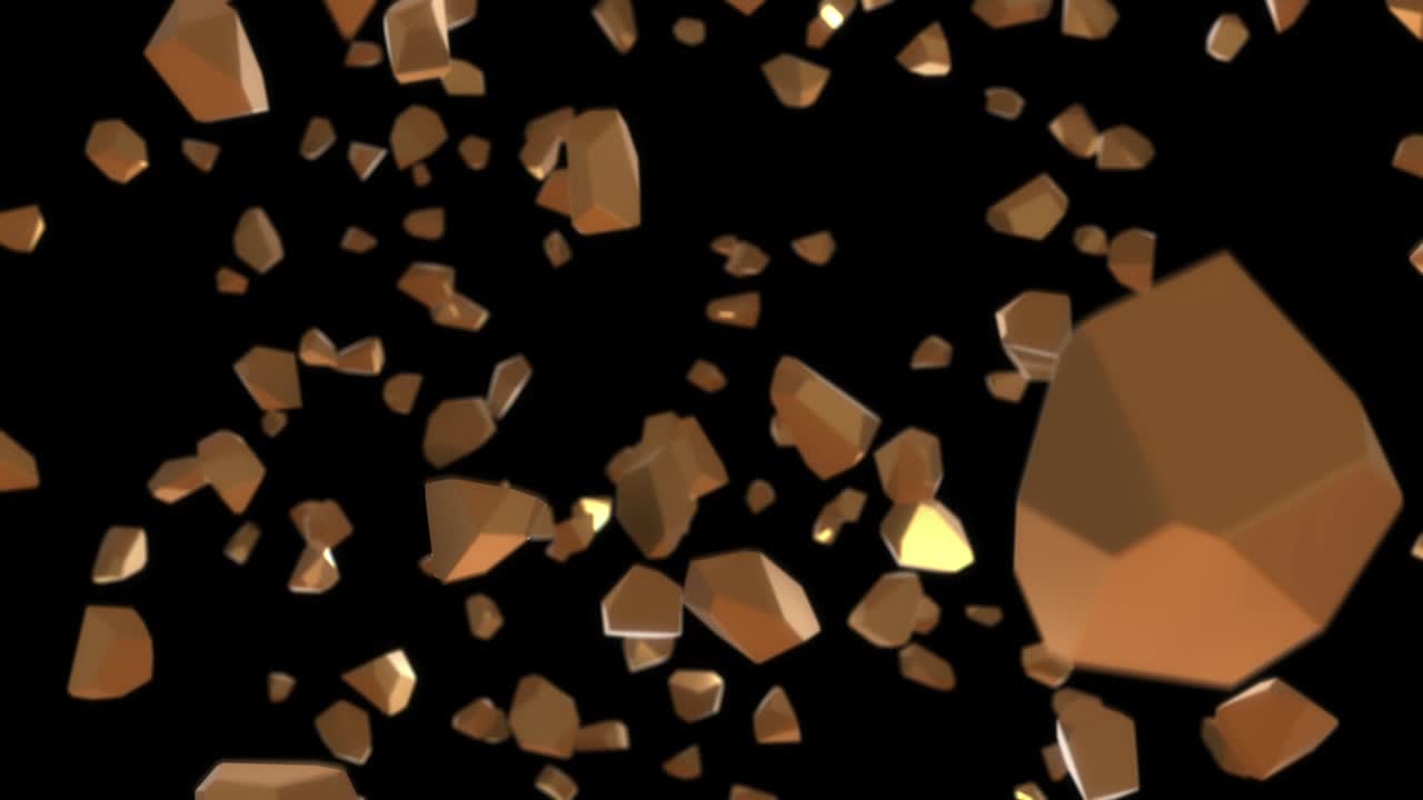 Falling 3D metal pieces 02