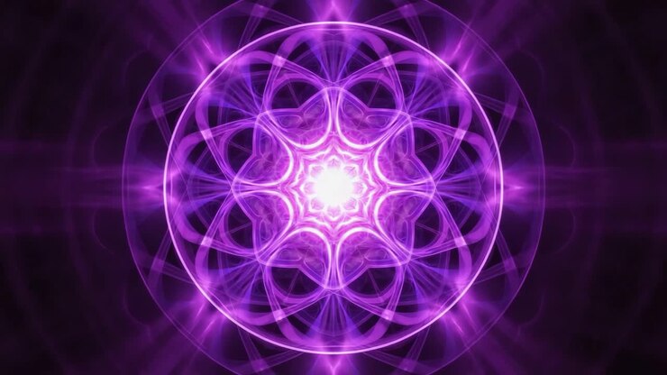 Abstract Glowing Purple Fractal Mandala