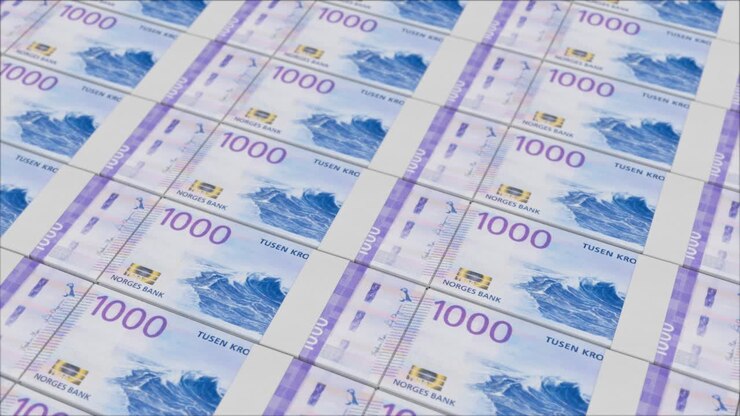 1000 NORWEGIAN KRONER banknotes printed by a money press