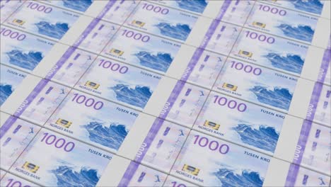 1000 norwegian kroner banknotes printed by a money press