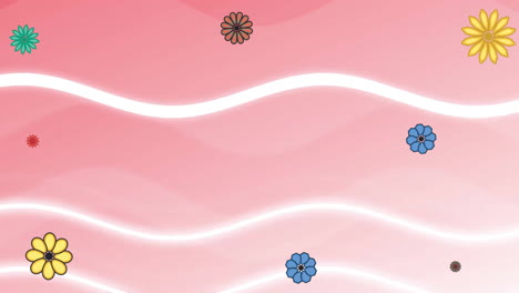 animation of white lines and flowers on pink background