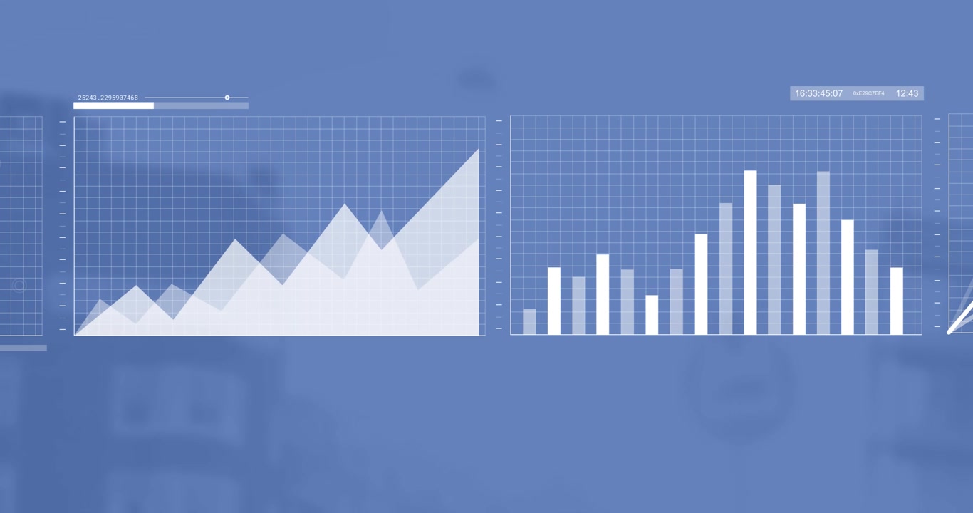 Animated Financial Data Charts and World Map Overlay