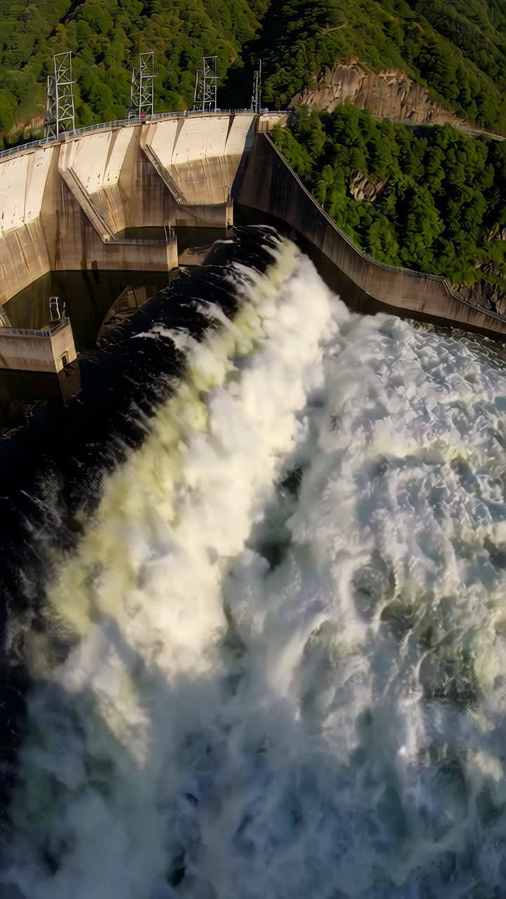 Dam Spillway with Powerful Water Flow