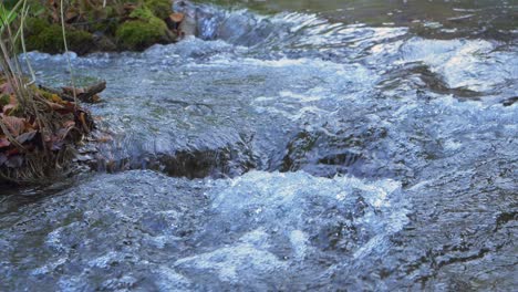 river with transparent clear water flowing downstream in slow motion