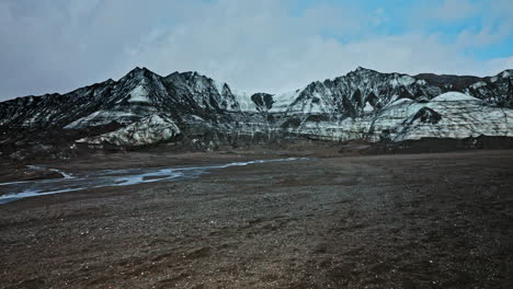 panoramic view of the majestic myrdalsjokull glacier in souther iceland