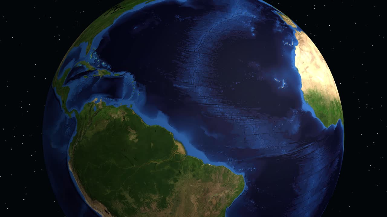 La Terra digitale ruota e zooma sul Sud America, evidenziando Caracas con un segnaposto.