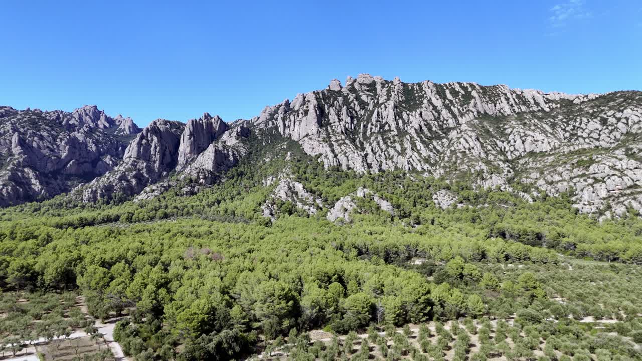 Aerial View of Montserrat Mountain Range in Catalonia, Spain