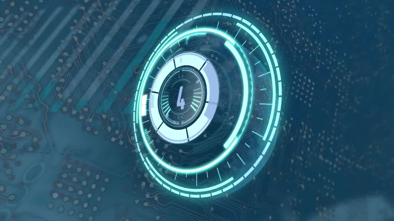 animación de la exploración del alcance sobre la nieve que cae en la cerradura de seguridad circular