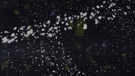 Animation-of-confetti-and-snowflakes-over-black-background