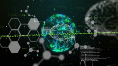 procesamiento de datos médicos en todo el mundo de redes de plexo girando contra un fondo negro