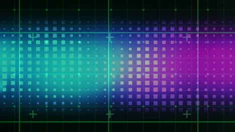 animation of digital screen with blue and pink lights