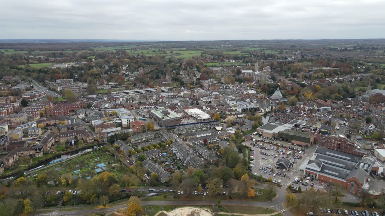 hertford, centro de la ciudad hertfordshire reino unido ciudad alta vista aérea de drones