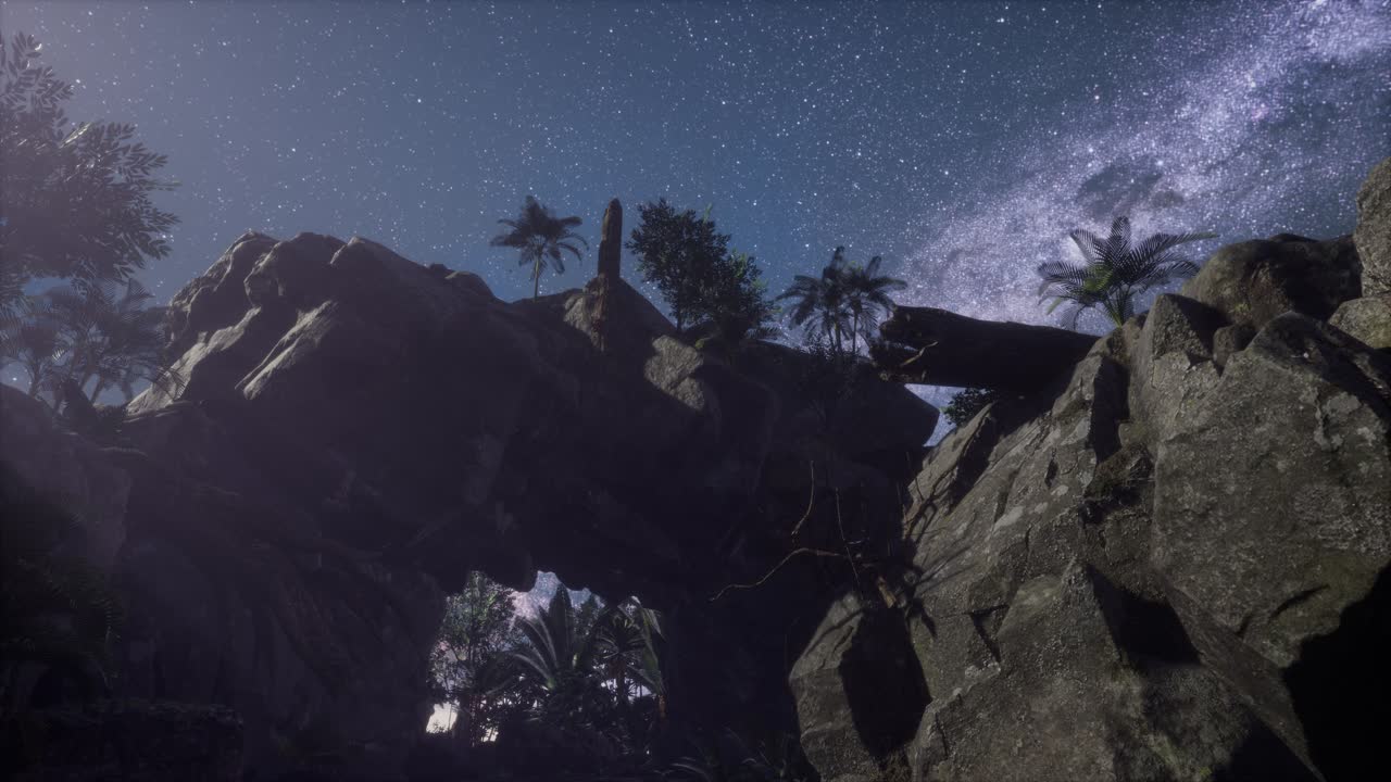 la galaxia de la vía láctea sobre las paredes del cañón de piedra arenisca